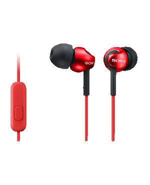 Наушники-вкладыши Sony MDR-EX110AP с микрофоном, красные